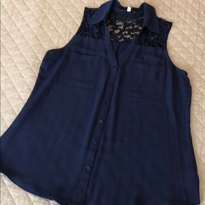 Women’s Express Portofino Shirt Navy Blue Lace